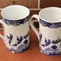 2 Royal Cuthbertson Blue Willow Pattern Coffee Mug Cup White & Blue 12oz Nice!