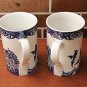 2 Royal Cuthbertson Blue Willow Pattern Coffee Mug Cup White & Blue 12oz Nice!