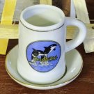 Sea World Miniature Teacup Mug Shot glass Saucer Plate Matching Set Shamu EUC
