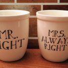 2 Large Coffee Mugs Mr. Right Mrs. Always Right 12 oz. Natural Life in Gift Box 2 Large Coffee Mugs Mr. Right Mrs. Always Right 12 oz. Natural Life in Gift Box