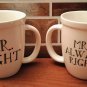 2 Large Coffee Mugs Mr. Right Mrs. Always Right 12 oz. Natural Life in Gift Box