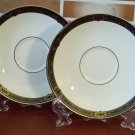 2 Lenox Vintage Jewel Fine Bone China Saucers Gothic Castle Platinum Gold Plates