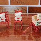 3 Avon Collection Teddy Bear Christmas Ornament Bench Wagon Rocking Chair Bears