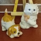 2 Homco White Persian Cat Porcelain Blue Eyes 1428 & Beagle Puppy 1407 Figurines 2 Homco White Persian Cat Porcelain Blue Eyes 1428 & Beagle Puppy 1407 Figurines