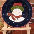Christmas Twilight Collection by The Cellar Salad Plate Snowman On Blue Red Trim