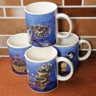 Set of 4 Flower Garden Coffee Mugs, Designpac Cups EUC