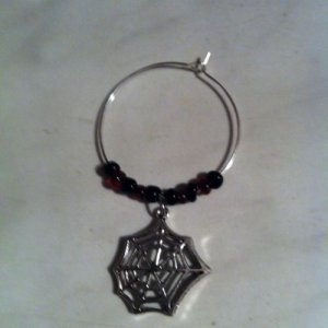 Set Of 4 Spider Web Wine Glass Charms -halloween