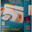 Lot of 2 - Avery 11407 Clear Label, Multicolor,  Index Maker Presentation Dividers, 8 Tabs