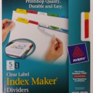 Lot of 2 - Avery 11406 Clear Label, Multicolor,  Index Maker Presentation Dividers, 5 Tabs