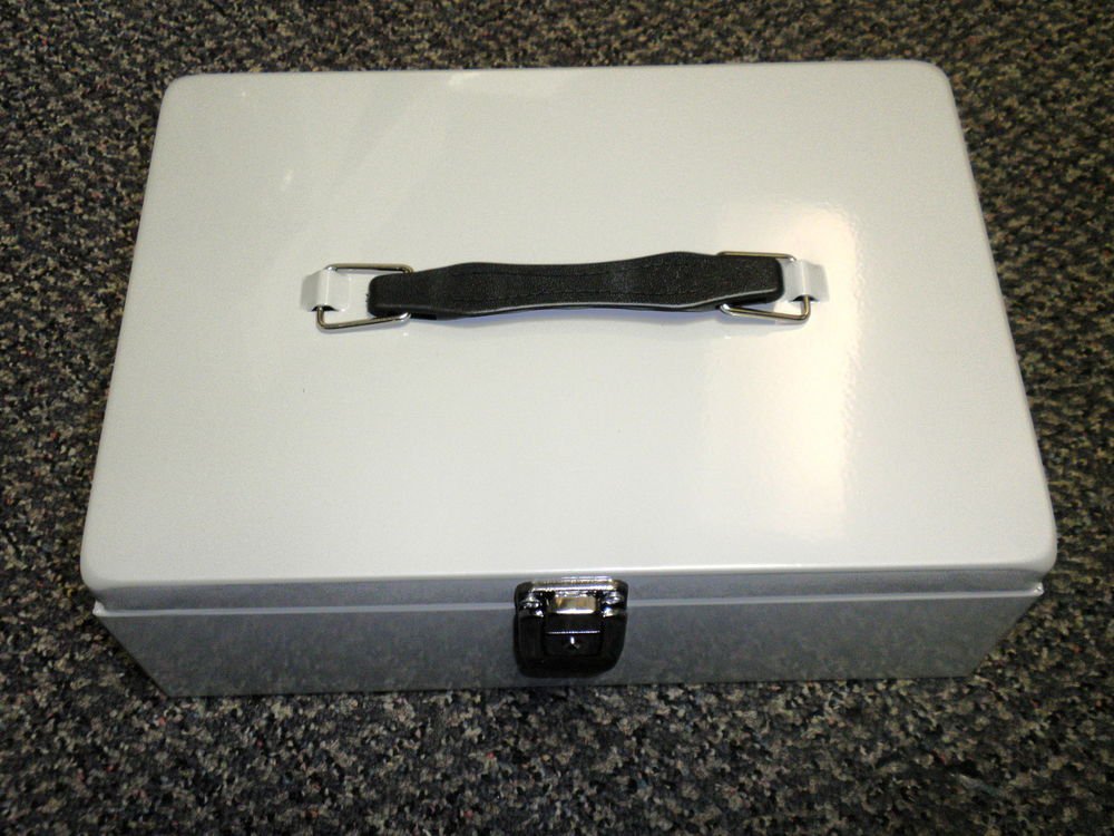 Summit Metal Petty Cash Money Box With Lock Latch & Tray 752000815931