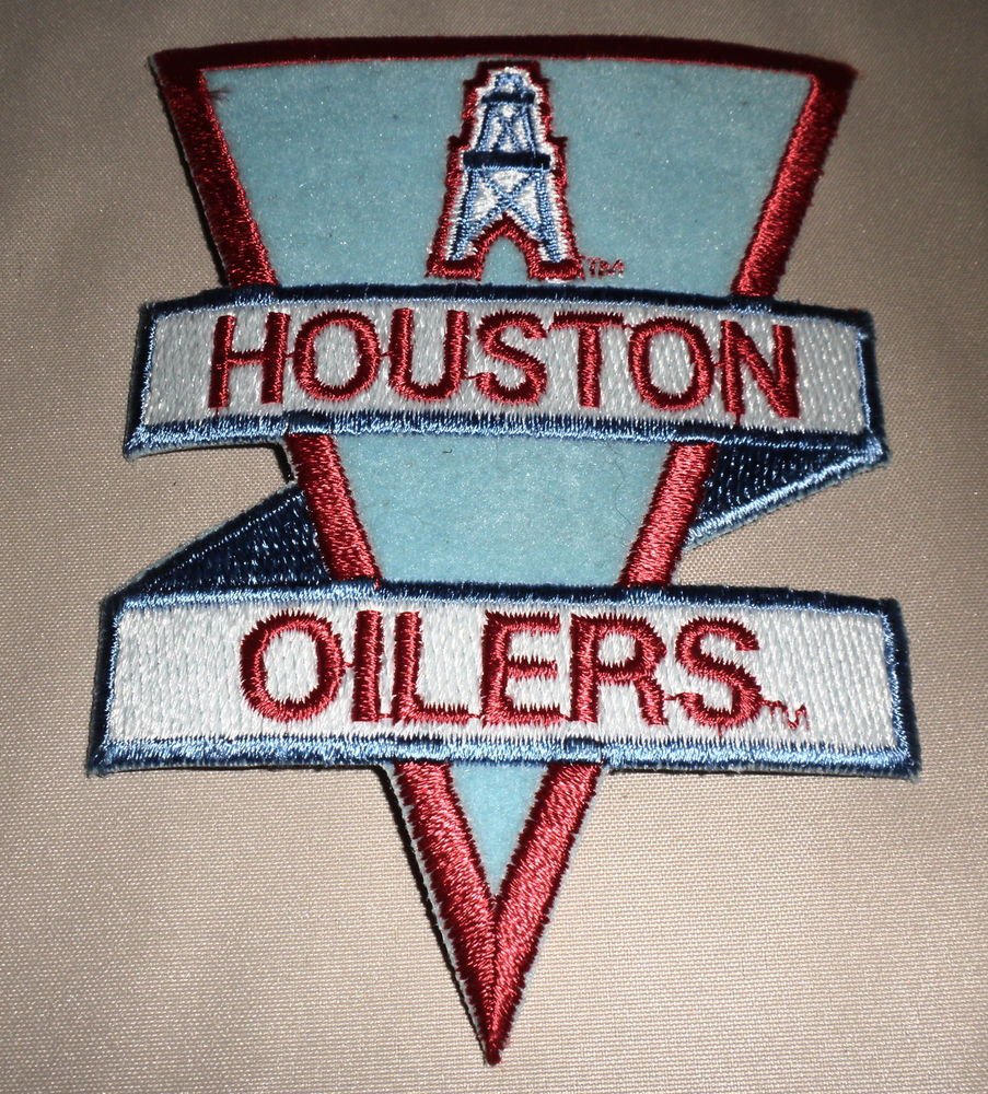 Houston Oilers Fabric Iron On Decal Size 3 1/2" W X 4 7/8" L