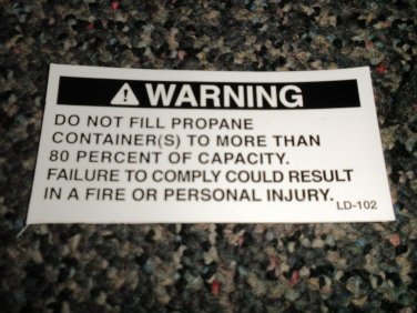 RV Information Decal Warning Do Not Fill Propane More Than 80 # ...