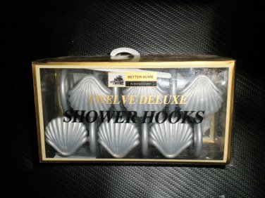 Better Homes Plastics Corp Silver Sea Shell Deluxe Shower Hooks Set 12 #0447120