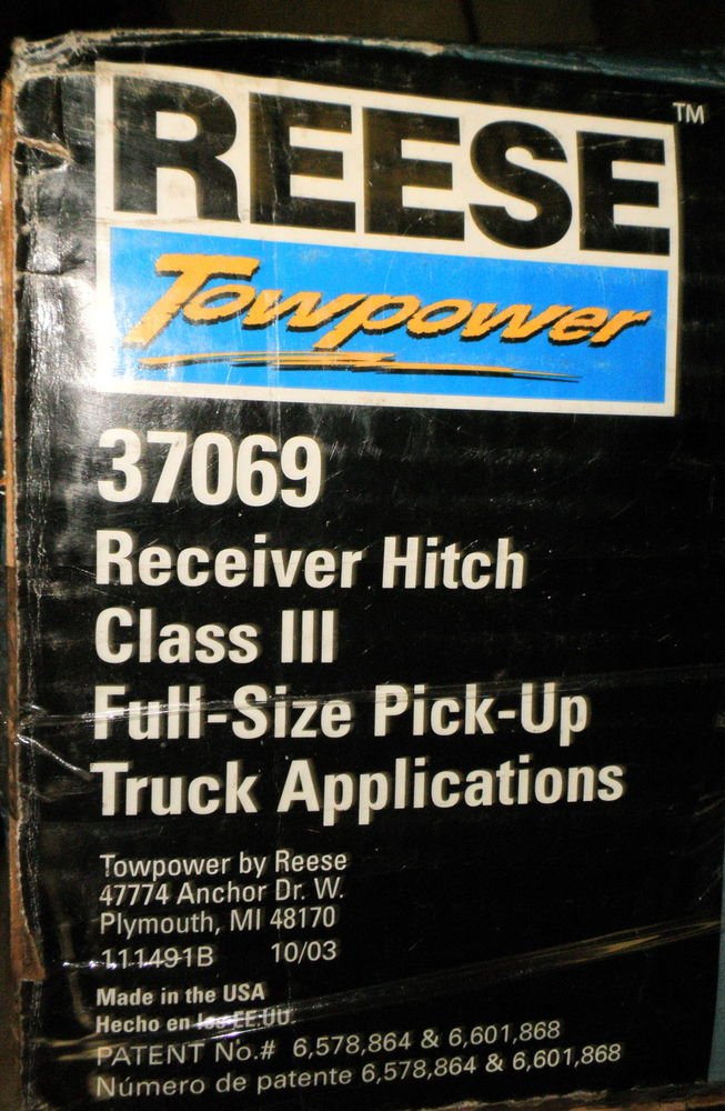 Reese 37069 Full Size Class III Square Tube Receiver Hitch W/ Hitch