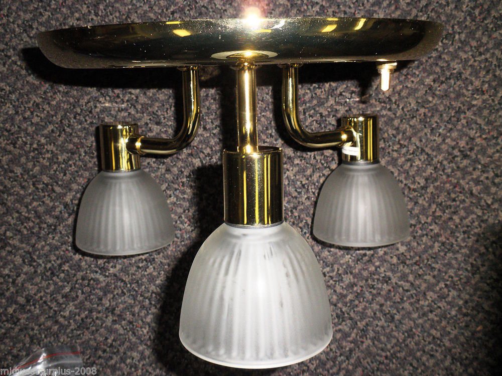 ITC 12V Triple 10" PB Ceiling Light Fixture W/Ribbed Frosted Globes