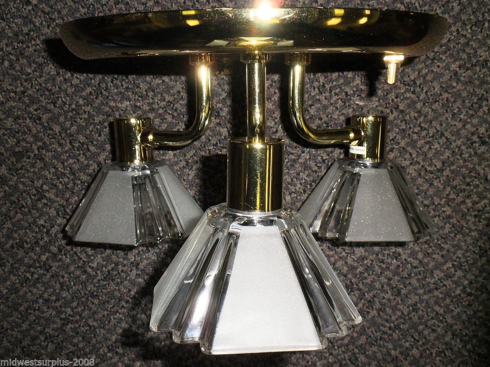 ITC 12V Triple 10" PB Ceiling Light Fixture W/ITC112 Frosted Globes