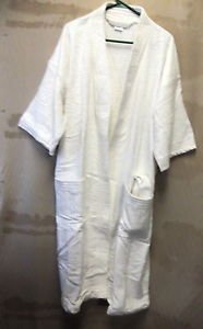 Unisex One Size White Terry Cloth Robe With Belt & 2 Pockets #RV3422