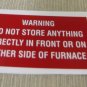 RV Safety Decal "Warning Do Not Store Anything Furnace" TL5002 UPC:710534474005