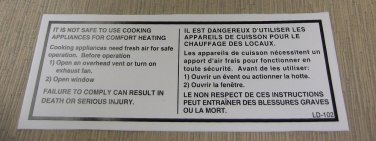 RV Safety Decal "It is Not Safe To Use Cooking Appliances" Bi-Lingua UPC:7105344
