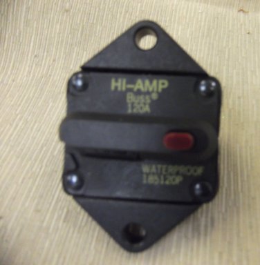 Cooper-Bussman Hi Amp 120A, 42VDC Waterproof Breaker #185120P UPC:710534475631