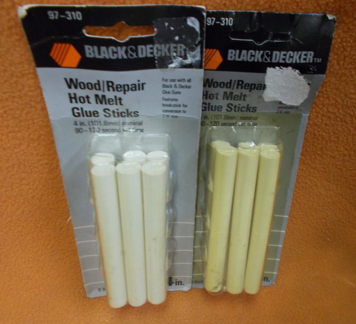 Black & Decker 4" Wood/ Repair Hot Melt Glue Sticks 2 Packs 97310 UPC