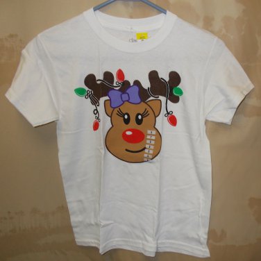 Classic Teaze Lighted She Reindeer White T-Shirt Size: S #20903 UPC:430000624669