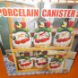 Ceramic World Inc Cherry Porcelain Canister Set W/ Wood Rack#9624  UPC:745101096