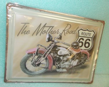 Rivers Edge "US 66 The Mother Road/ Motorcycle" Metal Sign  UPC:821472614010
