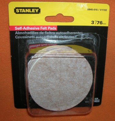 Stanley 3" Self Adhesive Felt Pads Pack 4 #S845-015 / V1722  UPC:886780002478