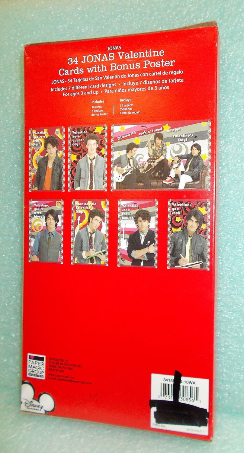 Paper Magic Jonas Brothers Valentine Cards 68 Cards Upc 073168308561