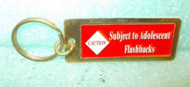 St. Evans "Caution: Flashbacks" Metal Key Chain 1 1/4" X 3"  UPC:710534489768