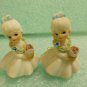 Napcoware Porcelain Mini Flowergirls With Flower Set 2 #9834-6  UPC:710534489294