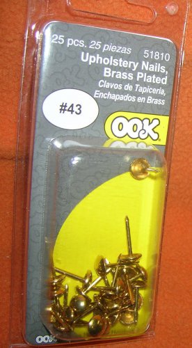OOK Picture Hanging #43 Brass Plated Upholstery Nails 100 Pcs #51810 UPC:7105344