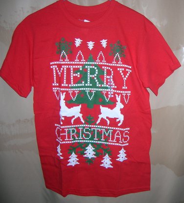 Classic Teaze Merry Christmas Red T-Shirt Size:M #22702  UPC:430000625420