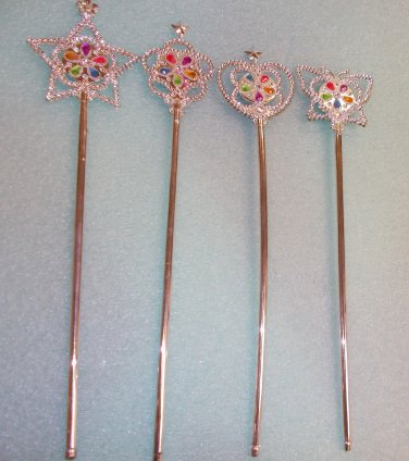 East-West Wholesale Silver Plastic Fairy Wands Set 4  #SA UPC:710534488822