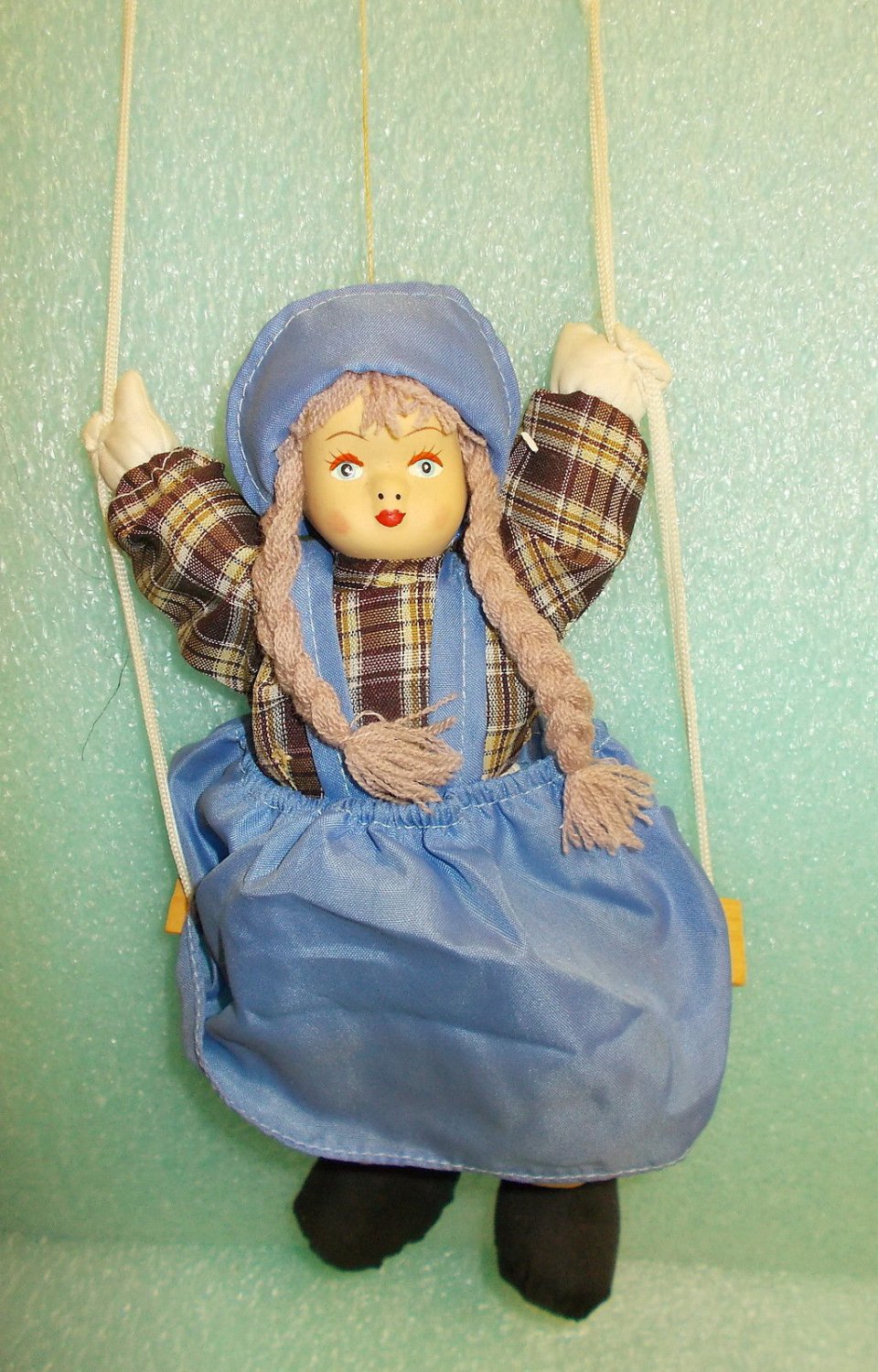 Shalom Porcelain Dutch Girl On Swing Marionette - Blue Dress UPC ...