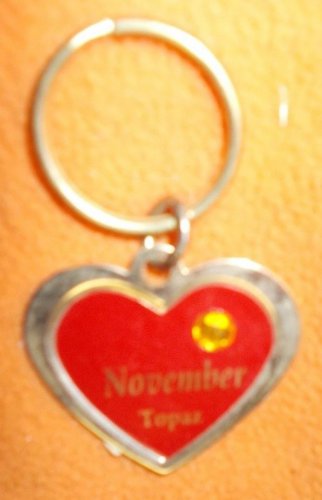 St. Evans Heart / November - Topaz Birthstone Key Chain  UPC:710534484503