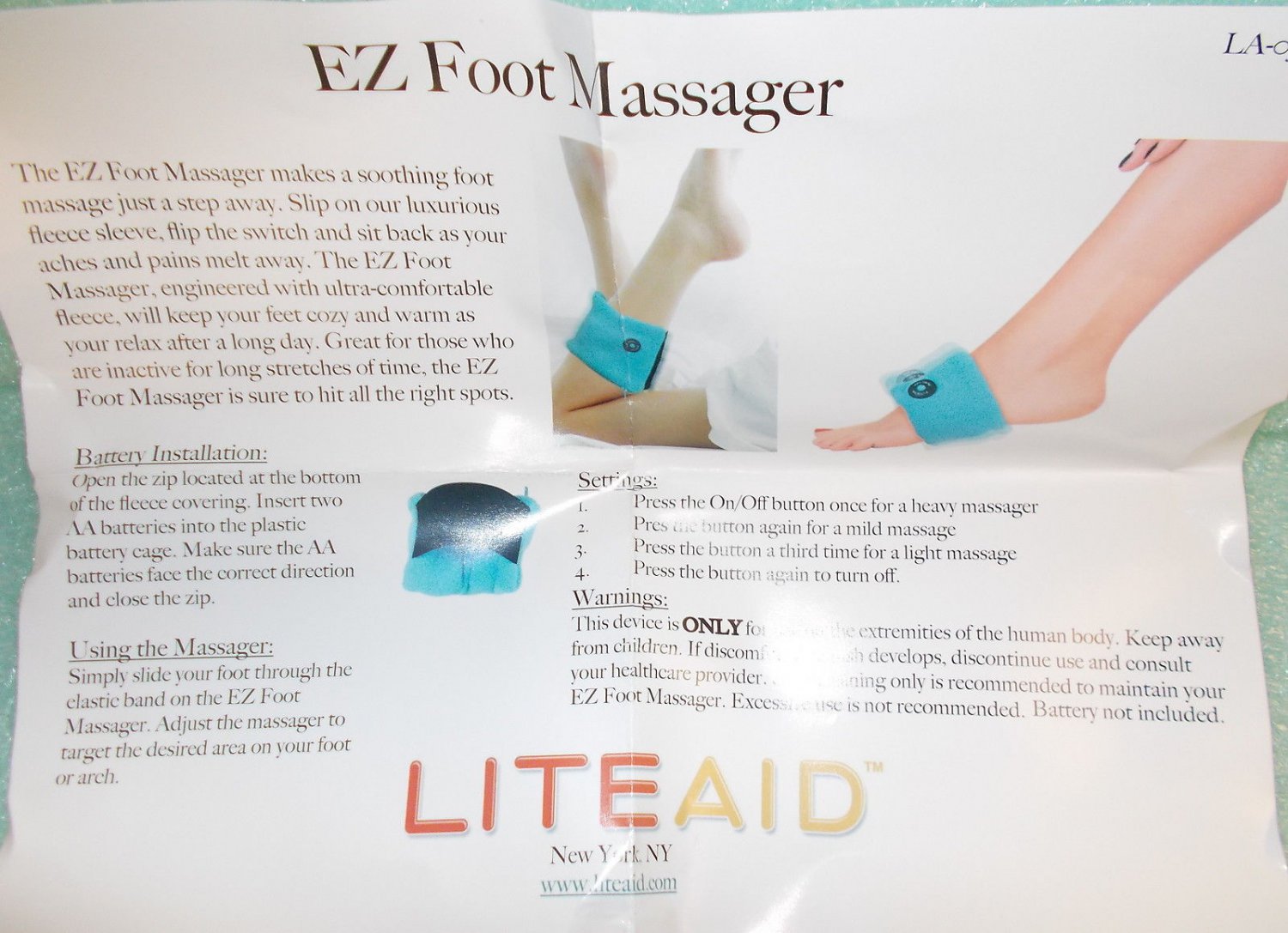 Lite Aid EZ Foot Massager M6F UPC609224167867