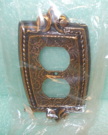 SA Antique Brass Metal Outlet Cover Plate UPC:710534489027