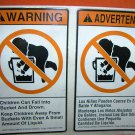 Safety Bilingual Decal "Children Can Fall Into Bucket"  #BSL40  UPC:710534482608
