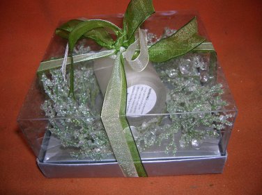 Fortune Share Clear Leaf & Beads Votive Candle Holder/ Ring   UPC:710534487115
