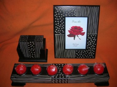 TRP Table Gift Set - Frame, Coaster Set & Candle Holder #S002T4 UPC:710534486422