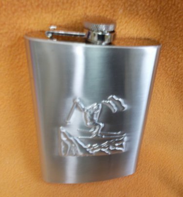 Maxam Embossed Fish Surgical Stainless Steel 8 Oz. Sport  Flask UPC:024409973895