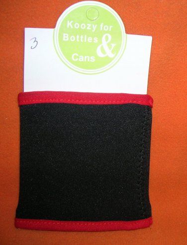 Novelty Inc Black / Red Trim Koozy For Bottles Or Cans UPC:710534483865