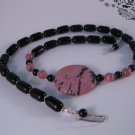 Pink Jasper and Onyx Necklace