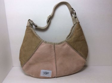 UGG PINK/BEIGE Suede & Shearling Hobo Bag
