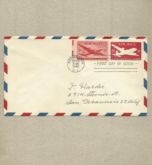 UNITED STATES 5 FIVE CENT 1946 AIR MAIL COVER EMBOSSED ENVELOPE