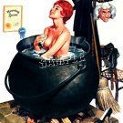 WITCH HALLOWEEN PIN-UP GIRL WICCA CANVAS ART PRINT