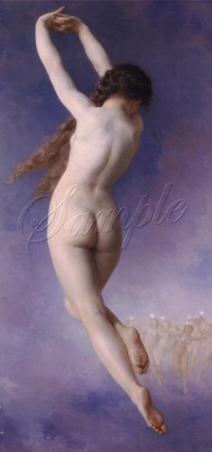 VINTAGE WITCH FLYING RISQUE NUDE WICCA CANVAS ART PRINT