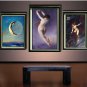 VINTAGE WITCH FLYING RISQUE NUDE WICCA CANVAS ART PRINT